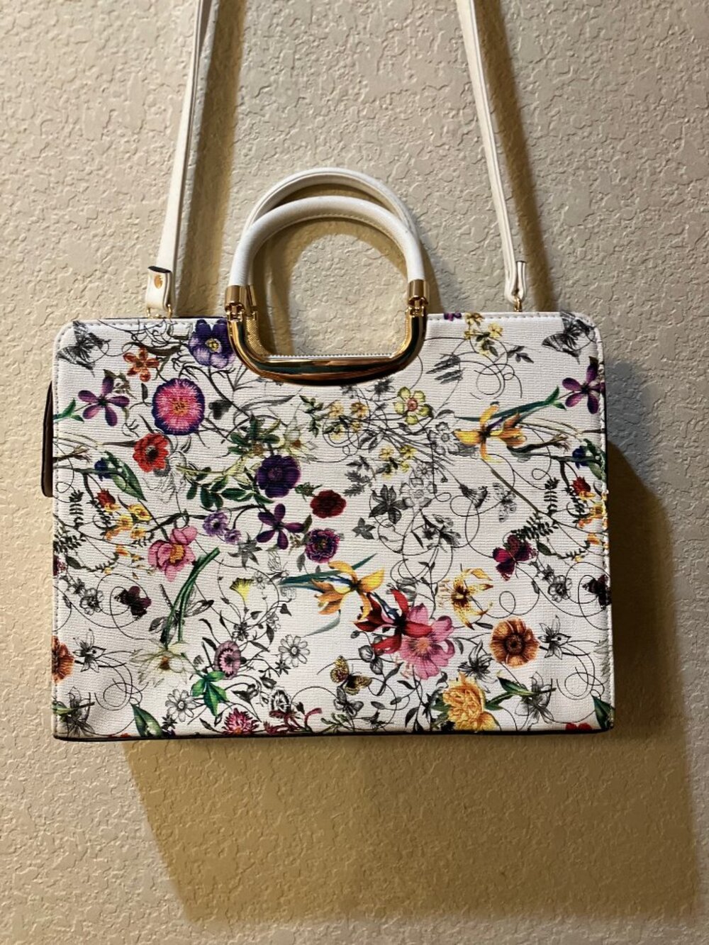 Dasein Purse Satchel Bag Shoulder Strap Top Handle Like New Floral Print 14x11x4